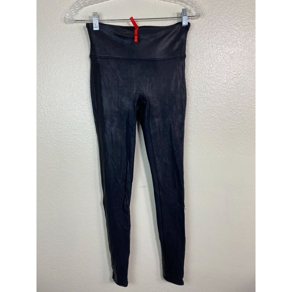Spanx Black Faux Leather Leggings Size Small Athletic Classic‎ capsule Staple